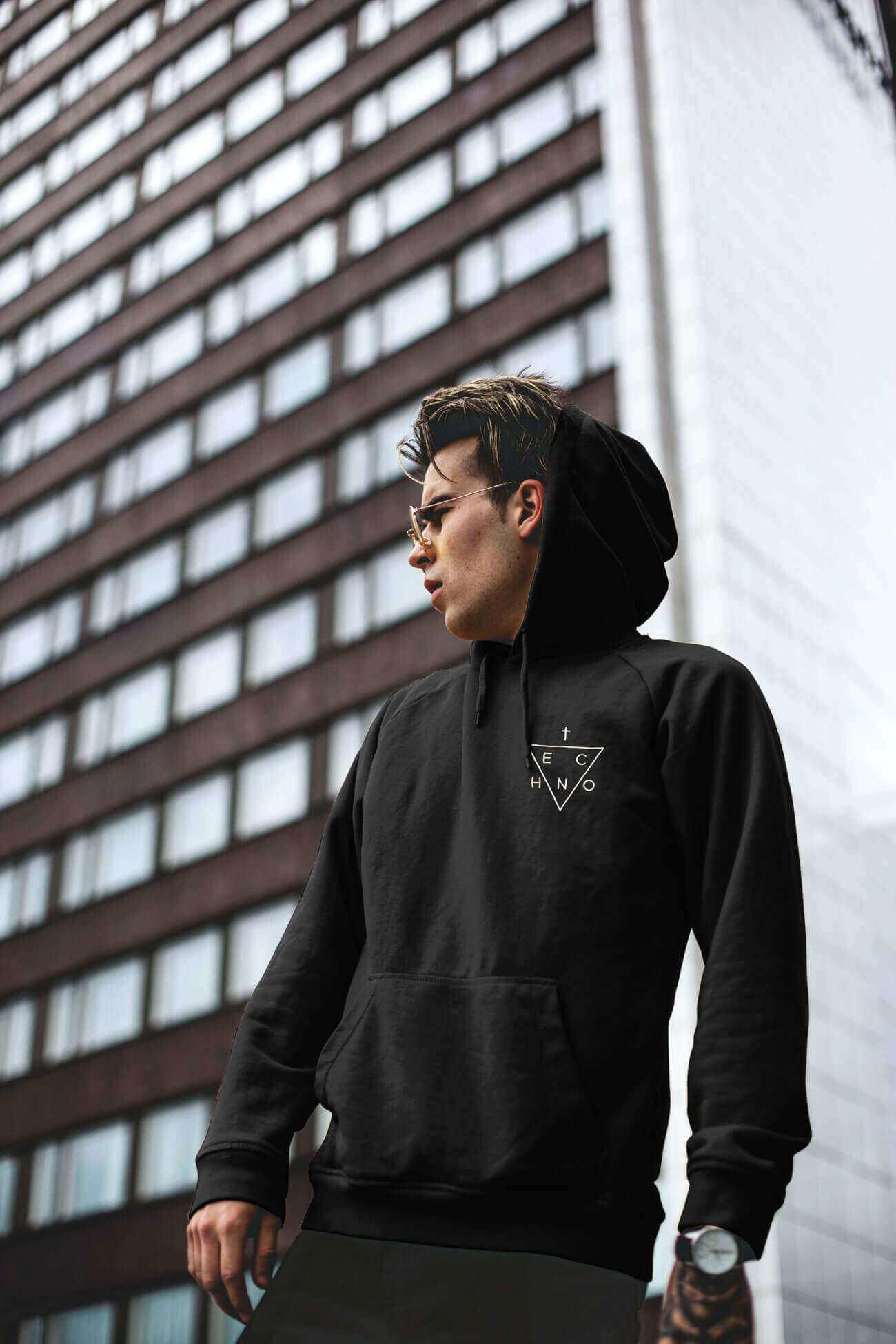 Techno Triangle Embroidered Hoodie